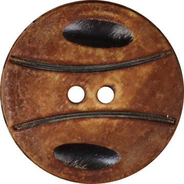 25mm Basketball Texture Black Scorched Handmade Horn Buttons 2-Hole | Pack of 10