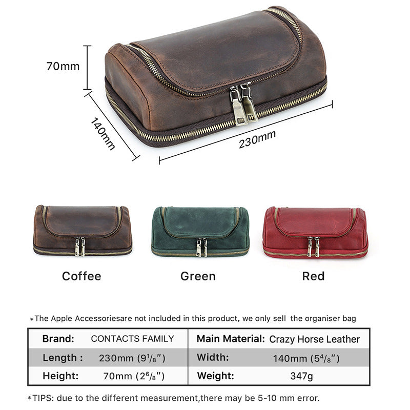 Leather Tech Organizer Bag Cable & Power Bank Carry Case for Apple Accessories
