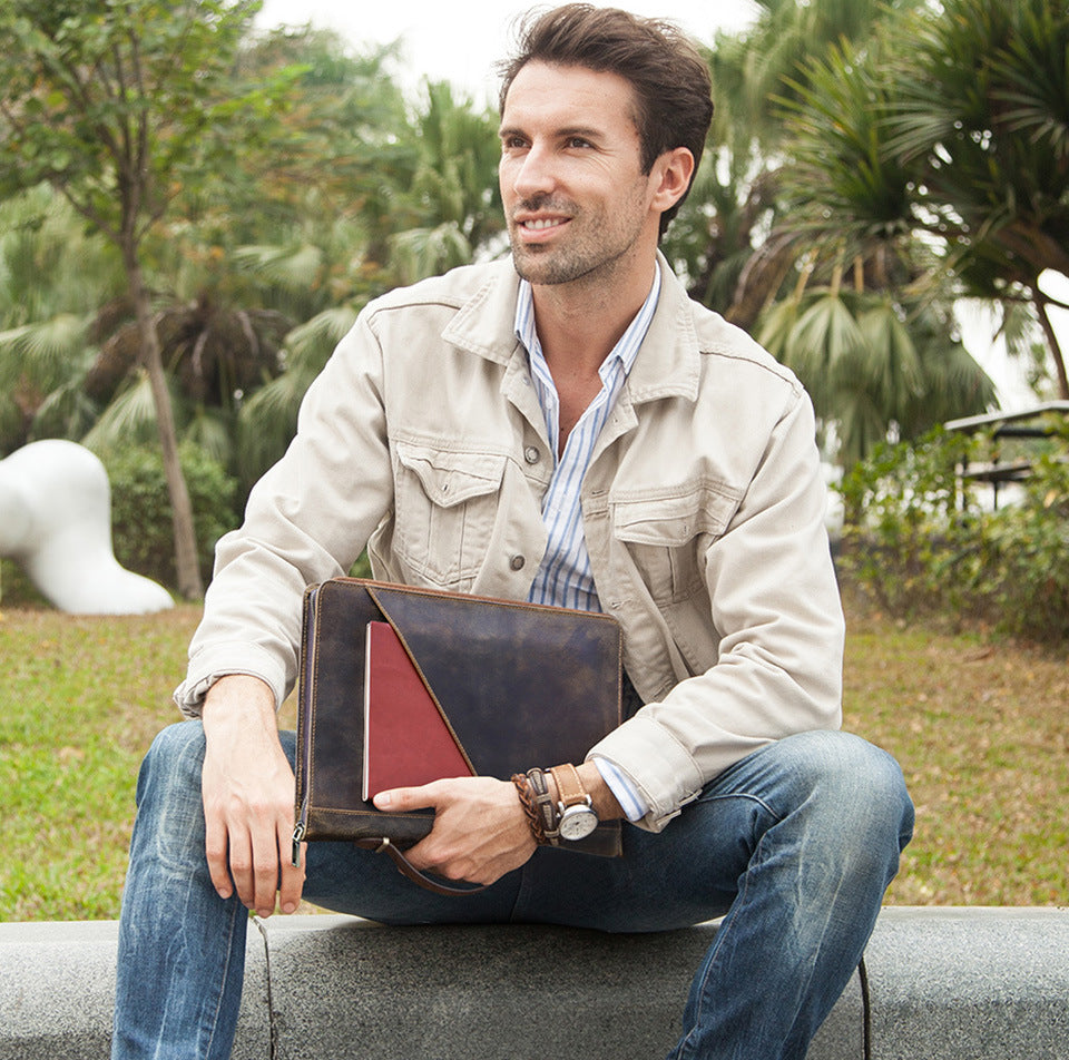 Leather Laptop Bag for MacBook Pro 16” & 15.4” Handheld Carry Case & Protective Sleeve