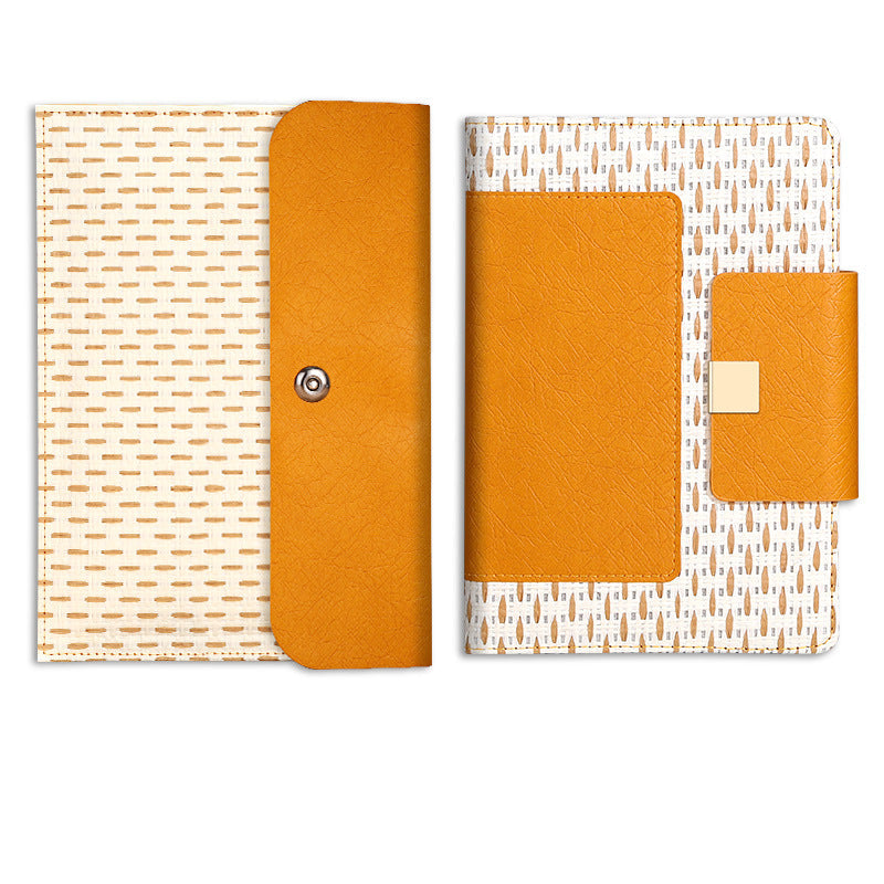 Straw-Woven Notebook & Handbag Set, 100gsm Paper, 100 Sheets Orange