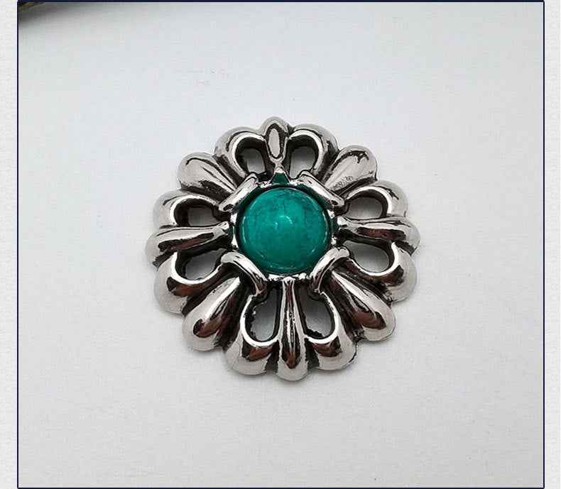 1 Inch Turquoise Floral Screw Studs Vintage Leather Rivets 20 Pack