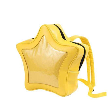 Yellow Star Kawaii PU Leather Ita Bag Backpack