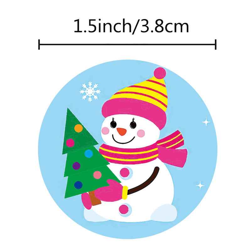 500 autocollants d'hiver mignons bonhomme de neige, 1,5 pouces