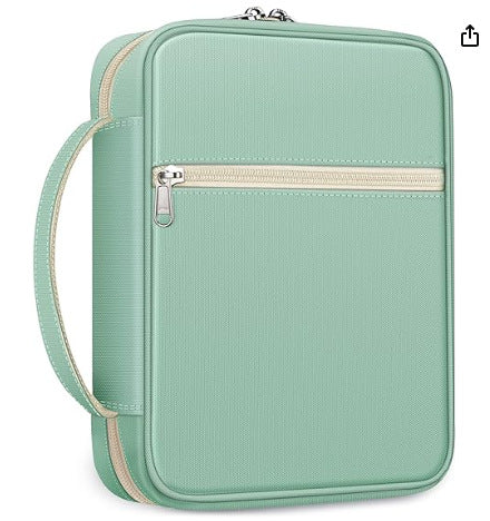Bible Cover Case,Small Size Church Study Book Carrying Bag Green