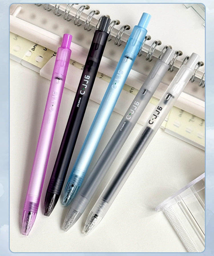 ZEBRA JJ6 Frosted Limited Edition Gel Pens, 0.5mm Quick-Drying Black Ink, 5-Pack