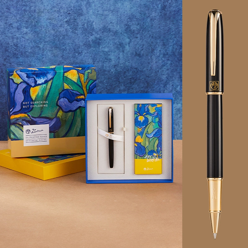 Pimo R16S Luxury Metal Ballpoint Pen Gift Set Oil Painting Gold Black