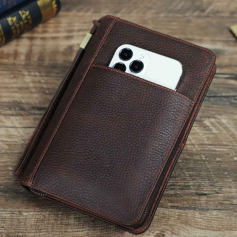 Genuine Leather Portable 5 Cigar Storage Case with Pen Holder