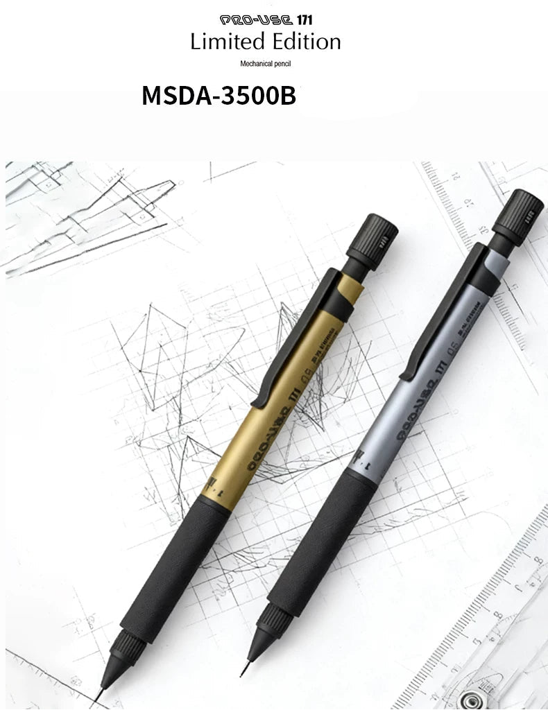 Platinum PRO-USE 171 Mechanical Pencil 0.5mm – MSDA-3500B Limited Edition | Frost Gold / Frost Silver | Professional Drafting & Sketching