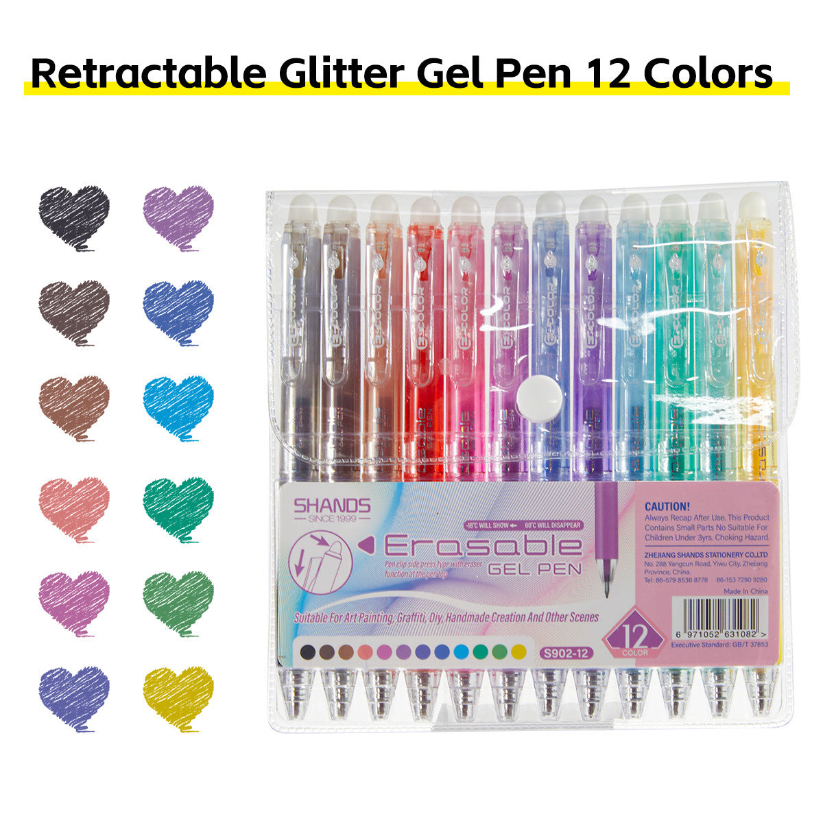 SHANDS 12/24/36 Colors Click Erasable Gel Pens