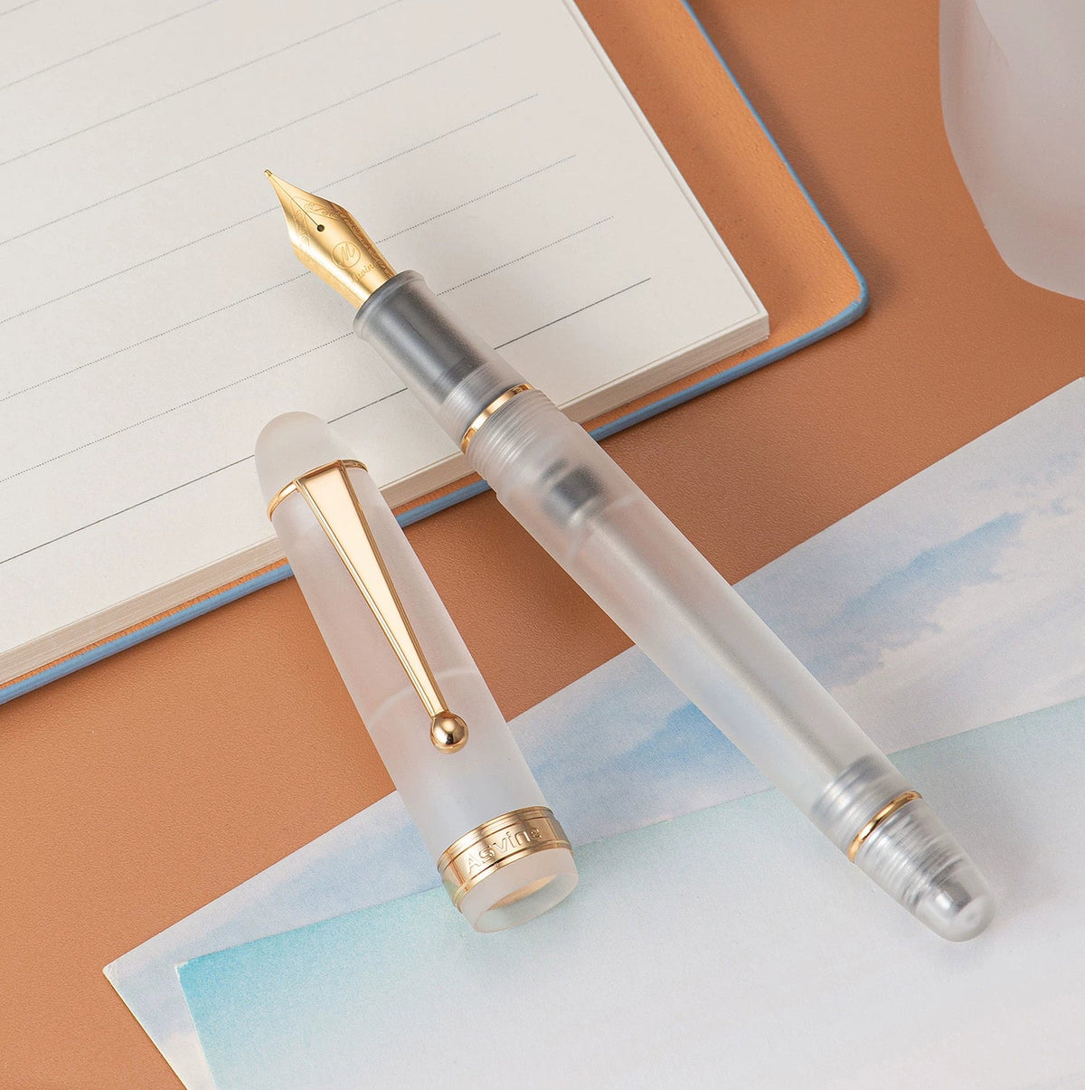 Asvine V126 Frosted Transparent Acrylic Fountain Pen | Vacuum Filling | Ink-View Barrel