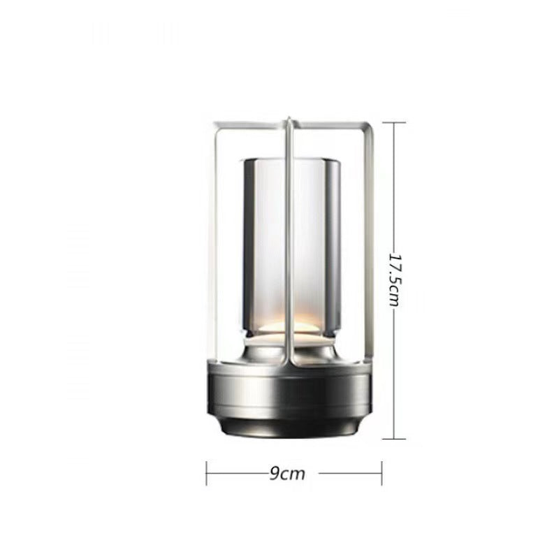 Portable Metal LED Table Desk Lamp Rechargeable Battery Powered Silver