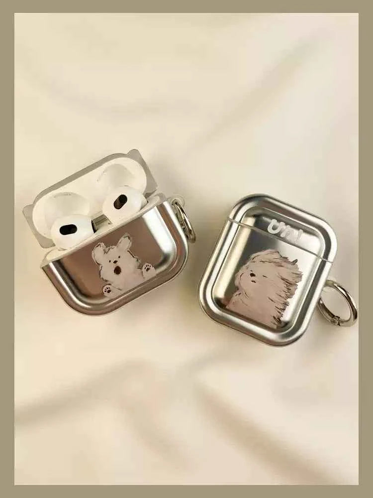 Electroplated Cartoon Puppy AirPods Case