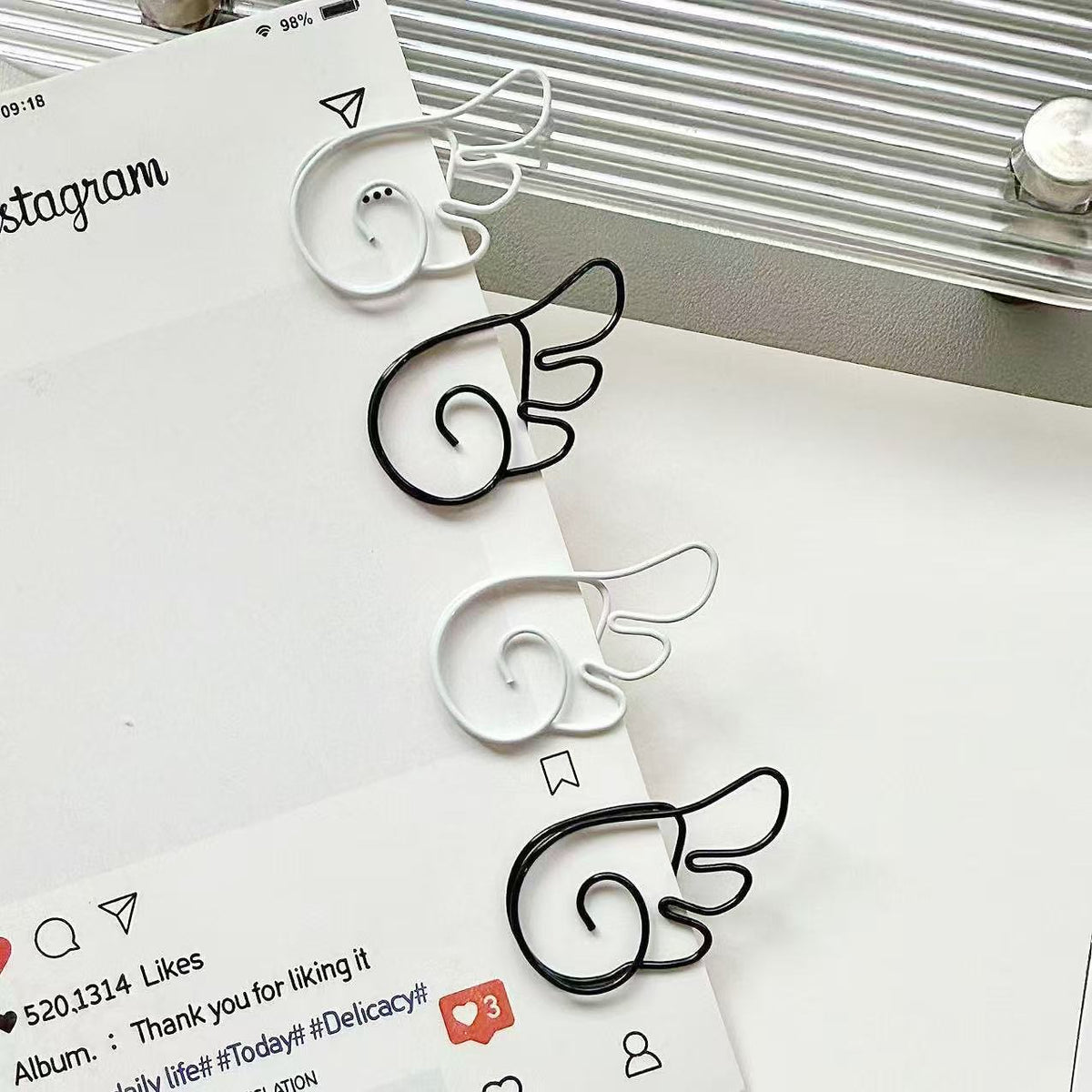 Angel Wings Paper Clips – Cute Novelty Metal Bookmark Clips Set of 40