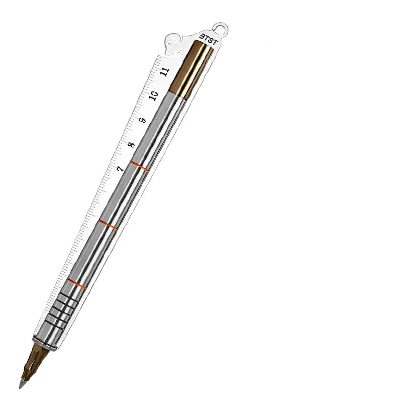BTST Puppy All-Metal Gel Pen with Magnetic Ruler Pen Case | 0.5mm Black Ink Grey