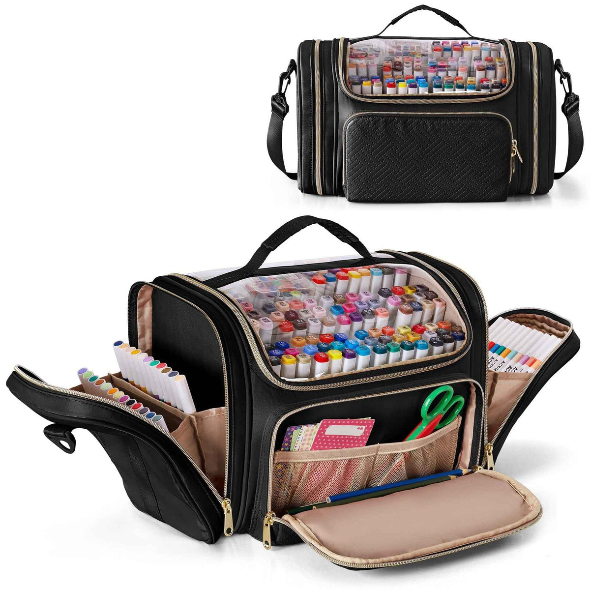 Large Marker Storage Case Marker Organizer Bag for 180-300 Markers Black