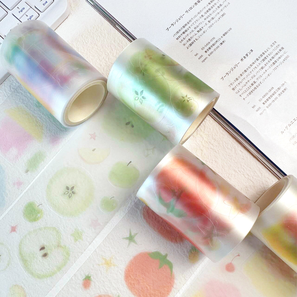 60mm Matte PET Gradient Washi Tape Set – 4 Rolls for Journaling,Scrapbooking