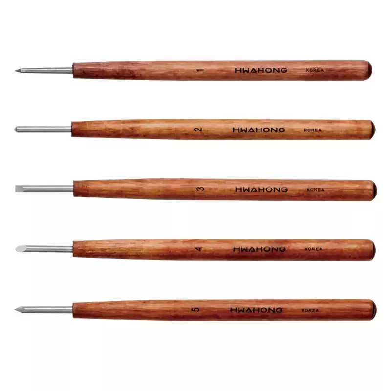 HWAHONG Copperplate Engraving Needle Tool for Soft Metal, 5 Tip Options