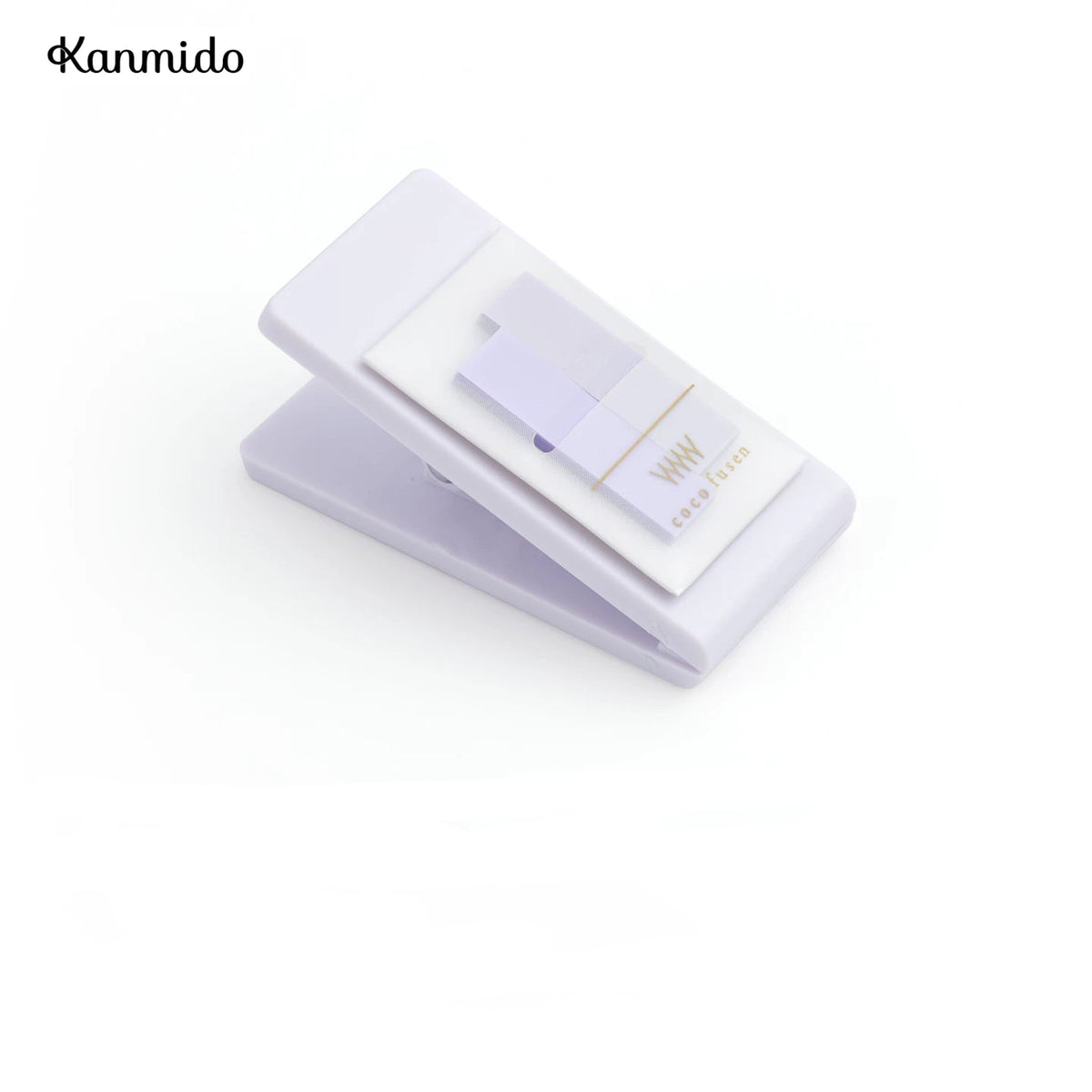 Kanmido Miniclip Coco Fusen MY FAVE Clip Sticky Note Dispenser | Refillable Index Tabs | 2 x 30 Sheets Purple