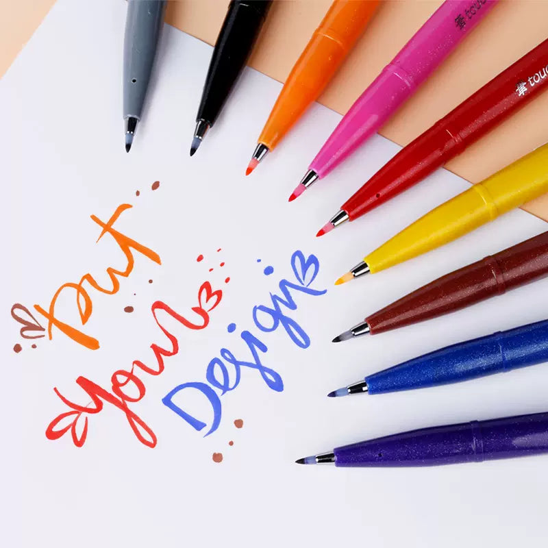 Pentel Fude Touch Sign Pen, Filzstift wie Pinselstrich, 6er-Pack