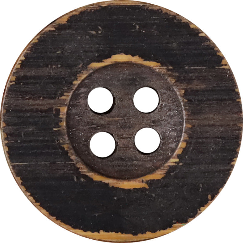 20mm Vintage Black Distressed Wood Buttons 4-Hole – Pack of 20