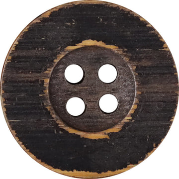 20mm Vintage Black Distressed Wood Buttons 4-Hole – Pack of 20