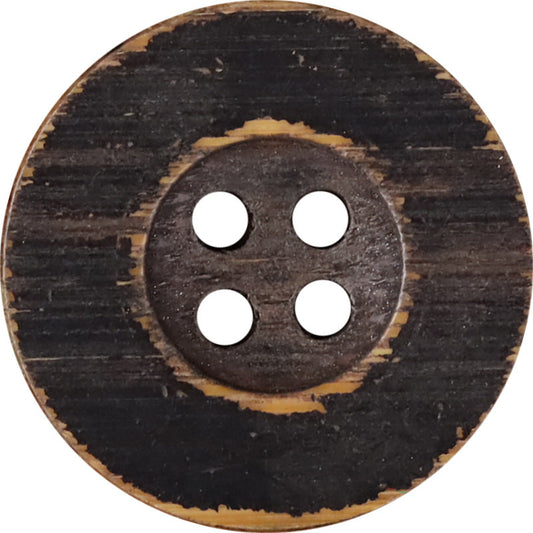 20mm Vintage Black Distressed Wood Buttons 4-Hole – Pack of 20