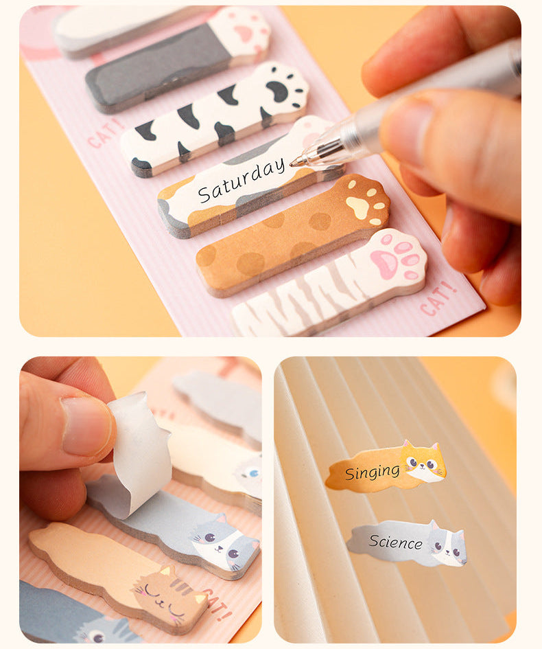 Cute Cat Sticky Notes & Index Tabs Set Kawaii Memo Pads,8-Pack