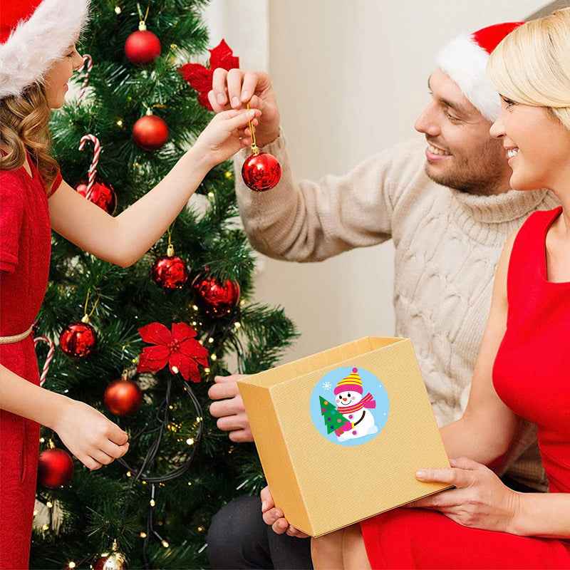 500 autocollants d'hiver mignons bonhomme de neige, 1,5 pouces