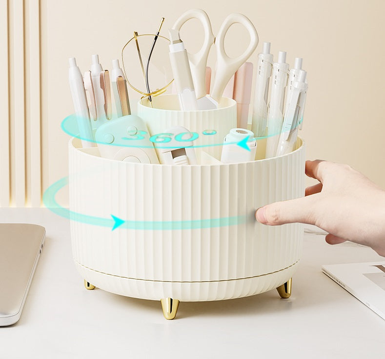 Organisateur de bureau rotatif à 360 degrés, porte-crayon à 5 fentes
