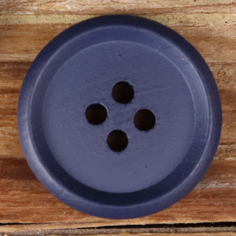 Distressed Round Wood Buttons 4-Hole Thin Rim | Pack of 30 Blue Purple