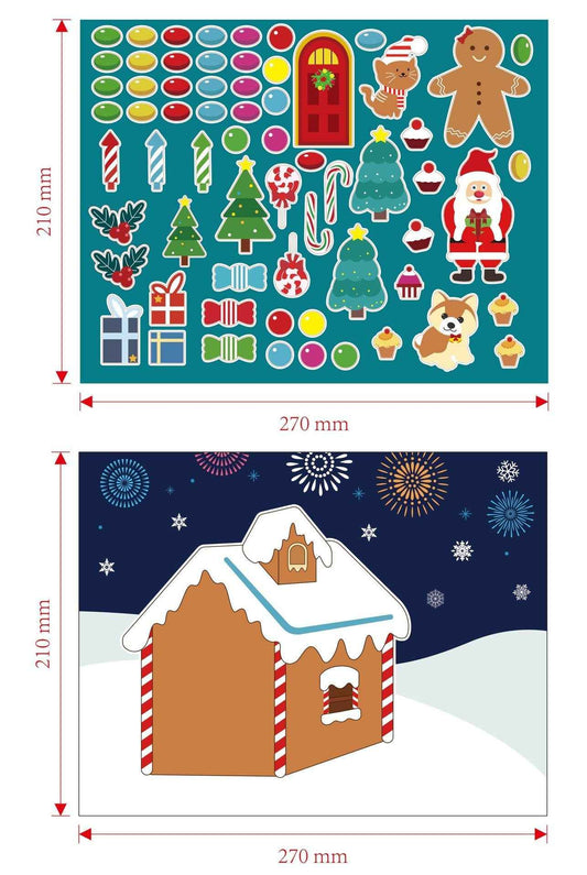 12 stk. Lag-en-pepperkake Christams House-klistremerker for barn
