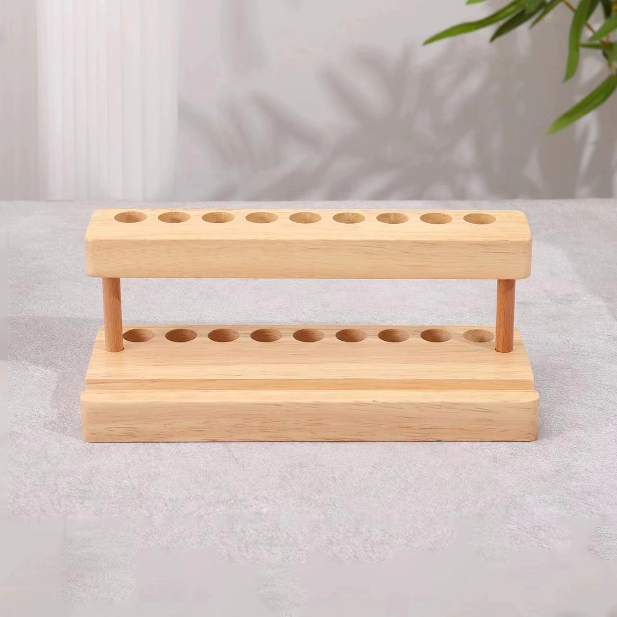 Wooden Pencil & Pen Holder with 9 Slots Cell Phone Stand D