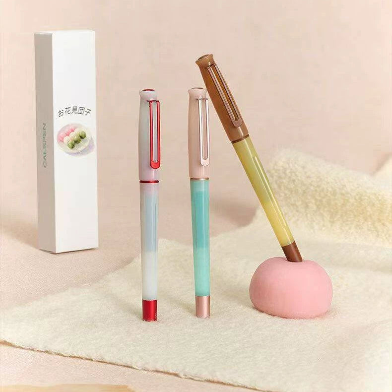 TANOOCI Wagashi Japanese Sweets Gel Pen | Magnetic Cap | 0.5mm Bullet Tip Black Ink | Includes 2 Refills