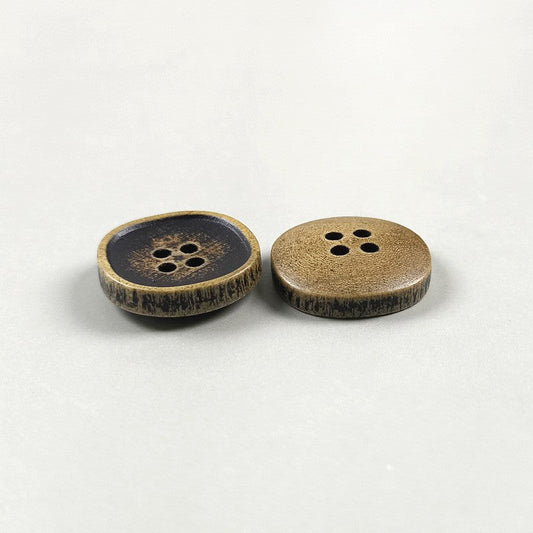 Brown Natural Wood Vintage Square Concave 4-Hole Buttons – Set of 40