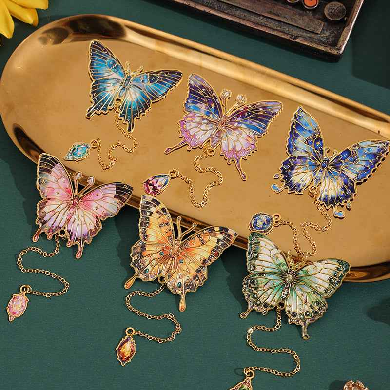 6-Piece Vintage Butterfly Metal Bookmarks with Tassels – Book Lover Gifts