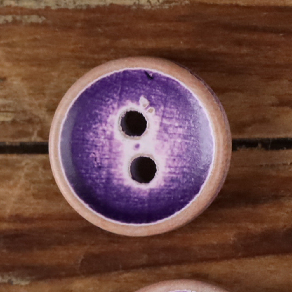 11.5mm Iridescent Wood Round 2-Hole Buttons – Set of 30 Purple