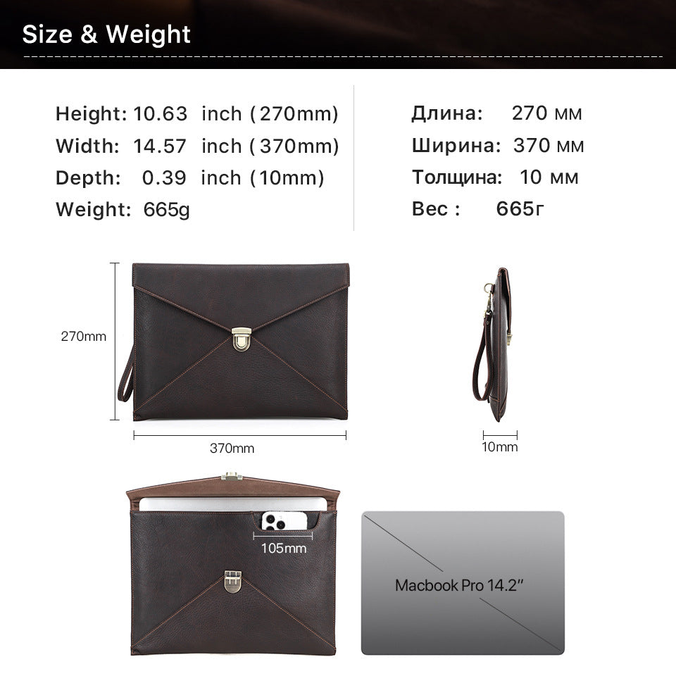 Genuine Leather Envelope Sleeve for MacBook Pro 14.2” Laptop Inner Bag