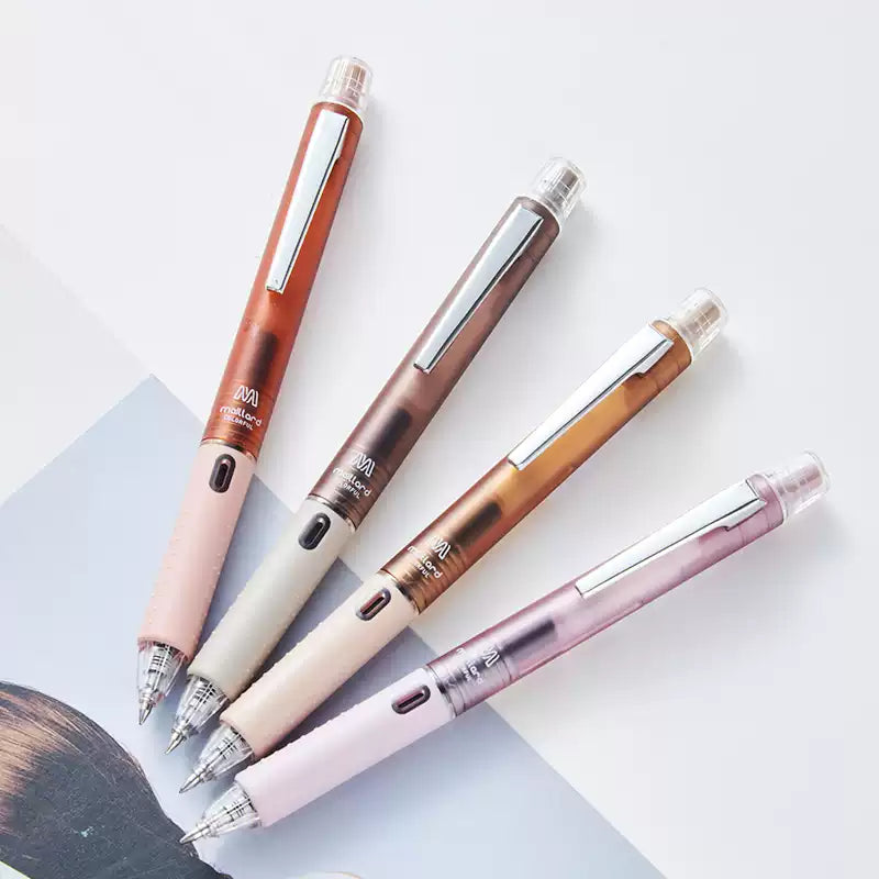 Penac Maillard-Tone Gel Pens, 0.5mm Black Ink, Twist Mechanism, 4-Color Body Set of 4