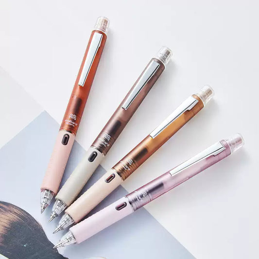 Penac Maillard-Tone Gel Pens, 0.5mm Black Ink, Twist Mechanism, 4-Color Body Set of 4