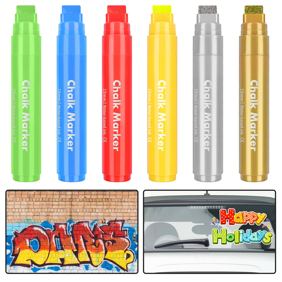15mm Wide Tip Liquid Chalk Markers for LED Chalkboards,Glass,Menu Boards & Window Signage