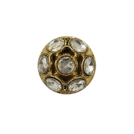 Gold Domed Hollow Rhinestone Metal Shank Buttons – 12pcs