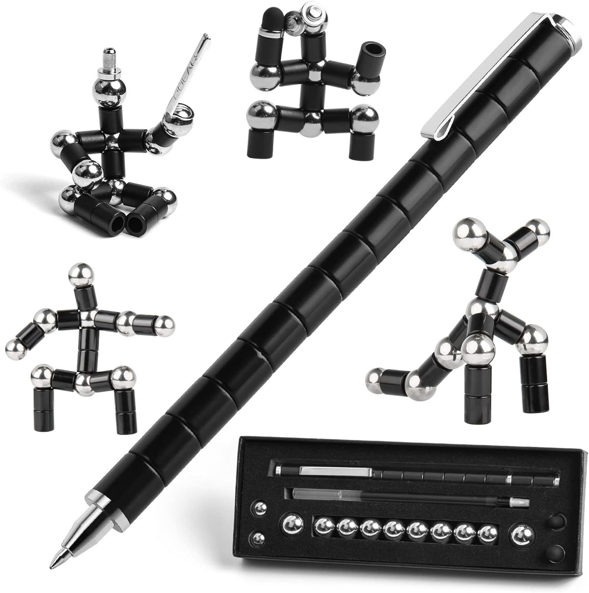 Metal Fidget Magnetic Pen Toy Gift Black