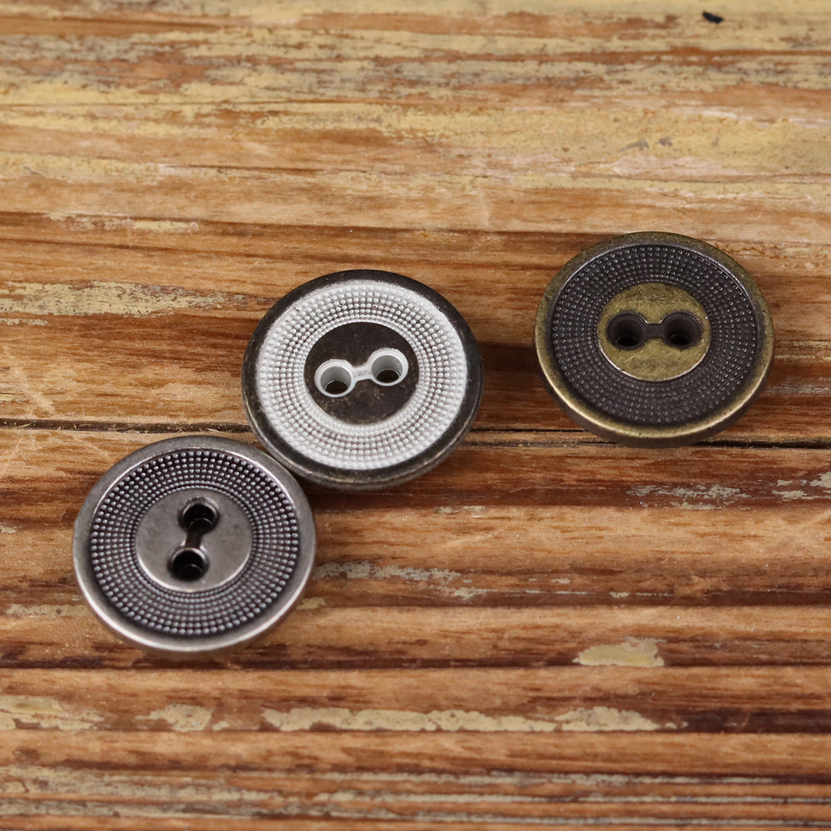 Concentric Circle 2-Hole Metal Buttons | Denim Jacket Suit Buttons | Pack of 20