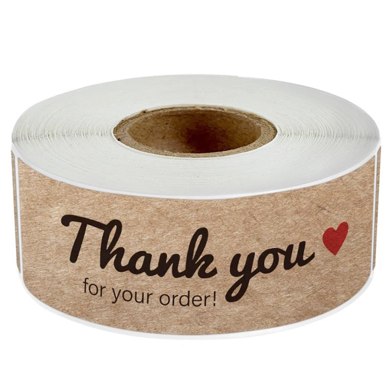 1500 pegatinas de agradecimiento de papel kraft (1 x 3 pulgadas), etiquetas rectangulares para pequeñas empresas