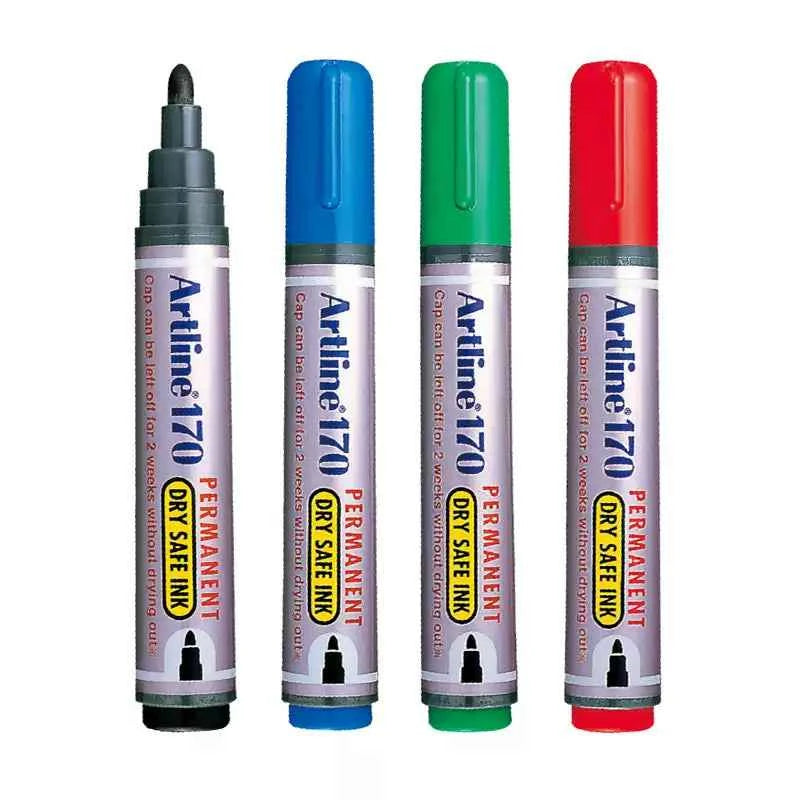 Artline 170 Dry-Safe Permanent Markers | 2.0mm Bullet Tip 3 Pack