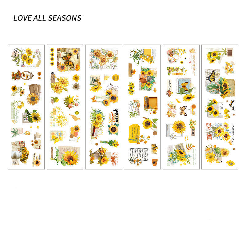 Four Seasons Plants PET Journal Stickers – 8 Designs × 6 Sheets