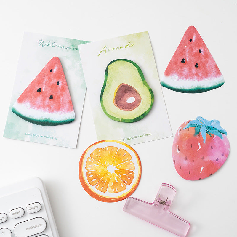 Fruit Shaped Sticky Notes | Avocado,Orange,Watermelon Strawberry 12-Pack