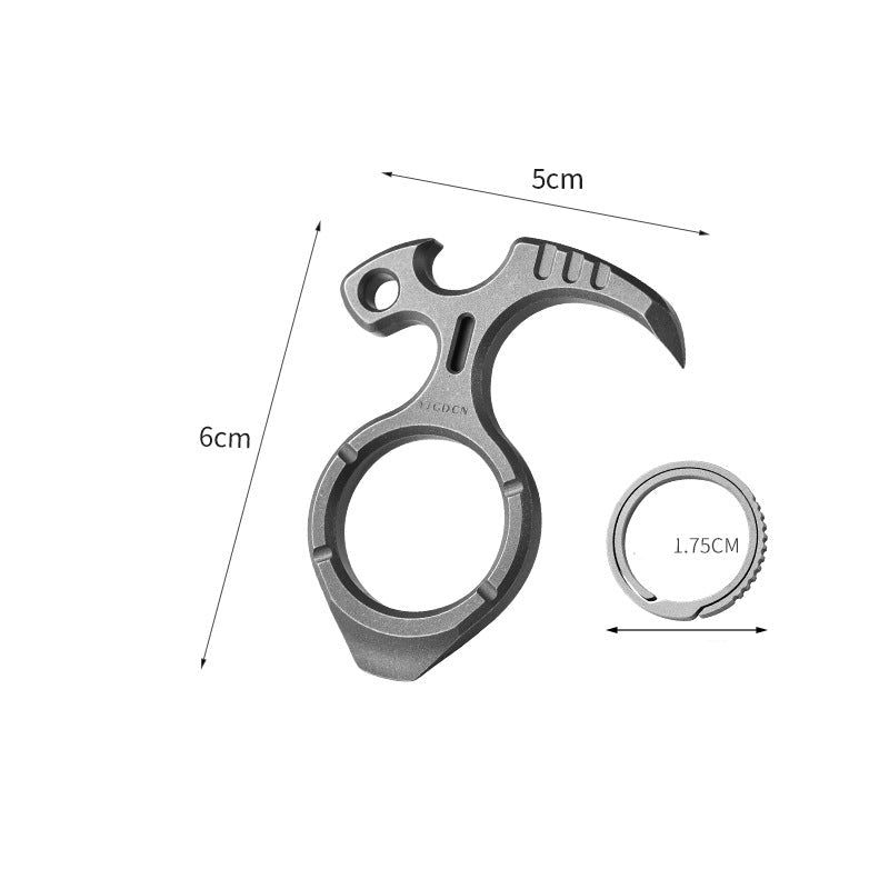 Titanium Alloy EDC Keychain Multi-Tool, Mini Pry Bar & Bottle Opener, 6 × 5cm