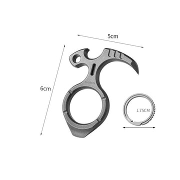 Titanium Alloy EDC Keychain Multi-Tool, Mini Pry Bar & Bottle Opener, 6 × 5cm