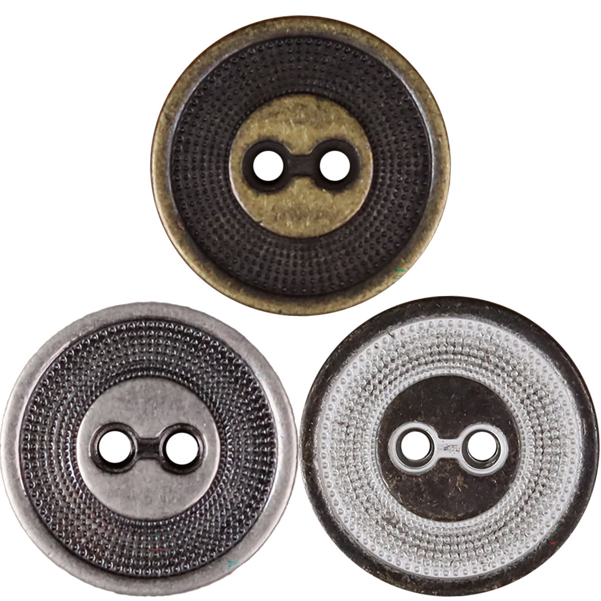 Concentric Circle 2-Hole Metal Buttons | Denim Jacket Suit Buttons | Pack of 20